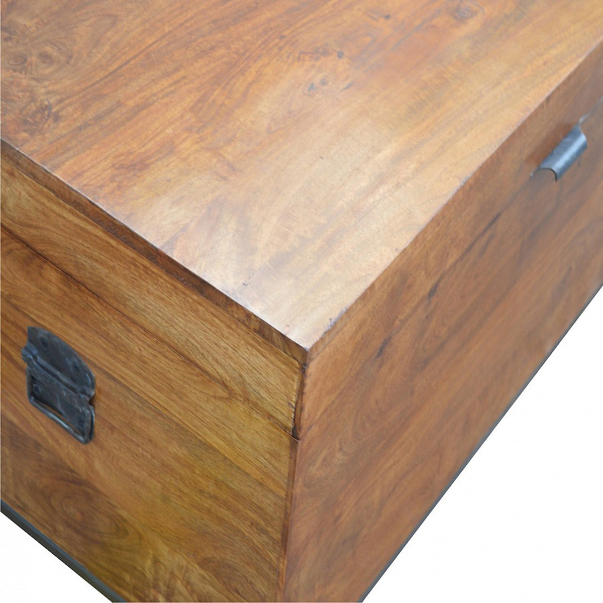 Industrial Wooden Storage Box Storage Bench | Chestnut Mango Wood Hidden Storage