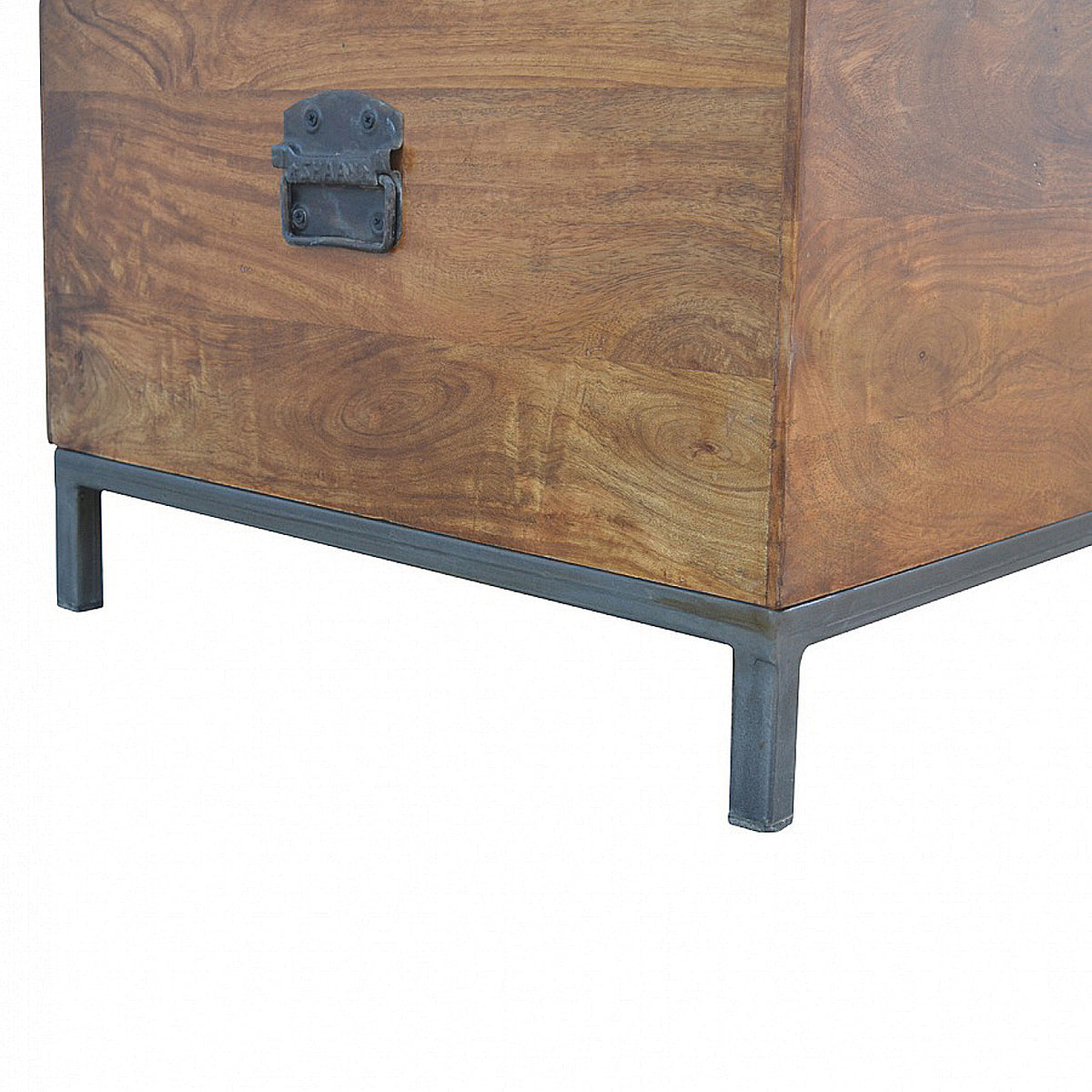 Industrial Wooden Storage Box Storage Bench | Chestnut Mango Wood Hidden Storage