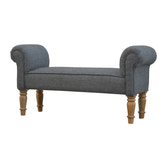 Black Tweed Bench with Turned Feet