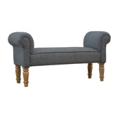 Black Tweed Bench with Turned Feet
