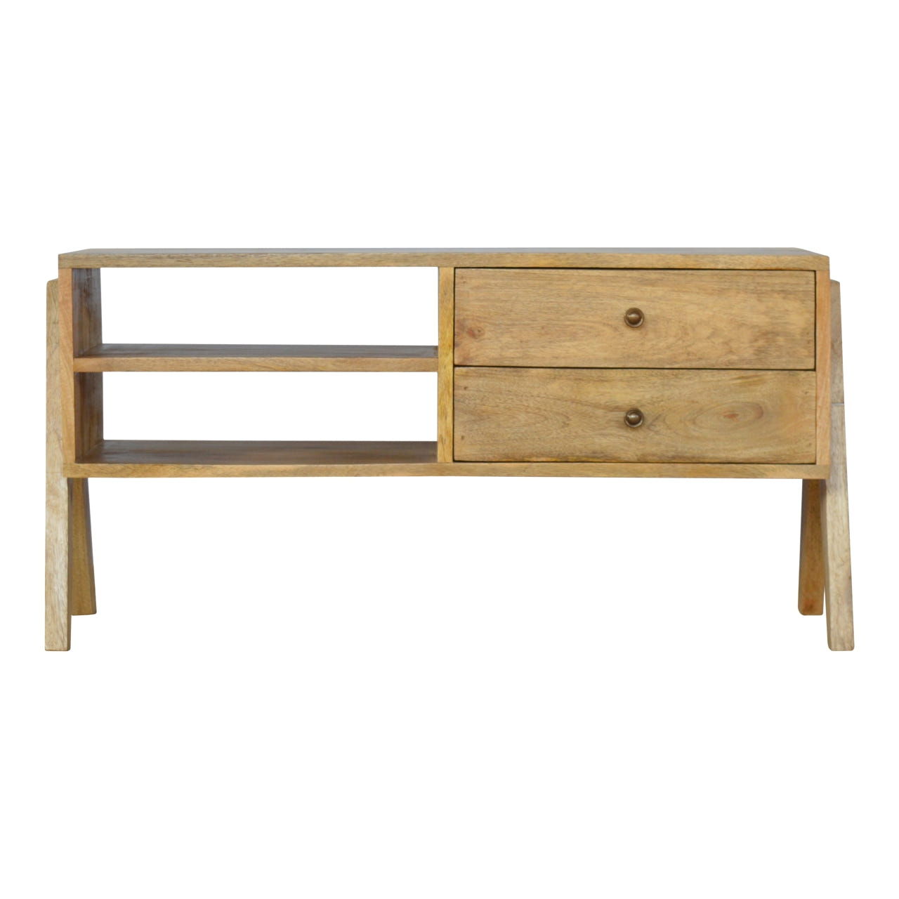 Trestle TV Media Unit | Oak Solid Mango Wood