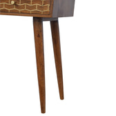 Gold Art Pattern Console Table | Chestnut Solid Mango Wood