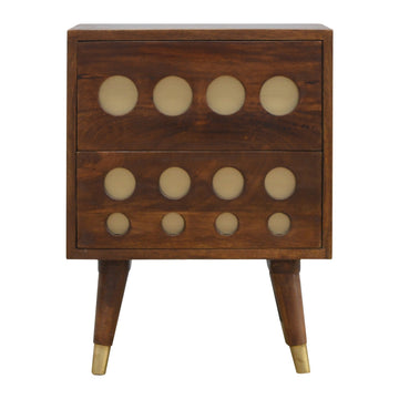 Chestnut Brass Cut-out Bedside Table