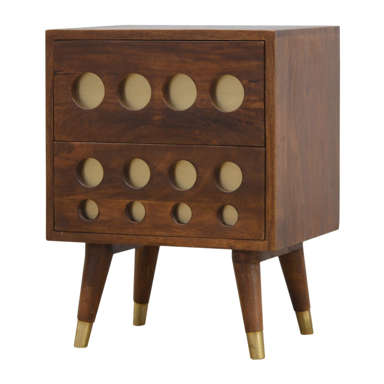 Chestnut Brass Cut-out Bedside Table