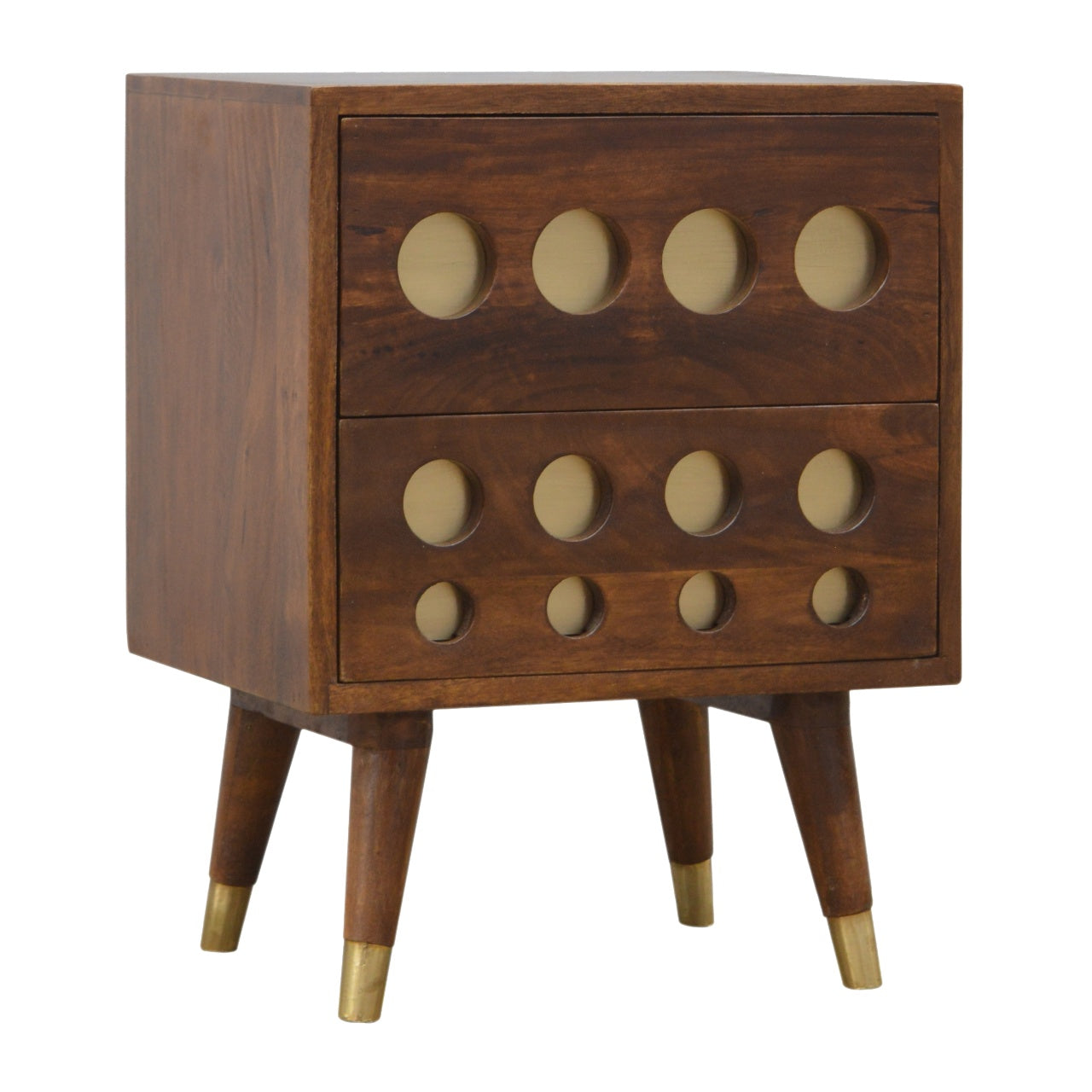 Chestnut Brass Cut-out Bedside Table