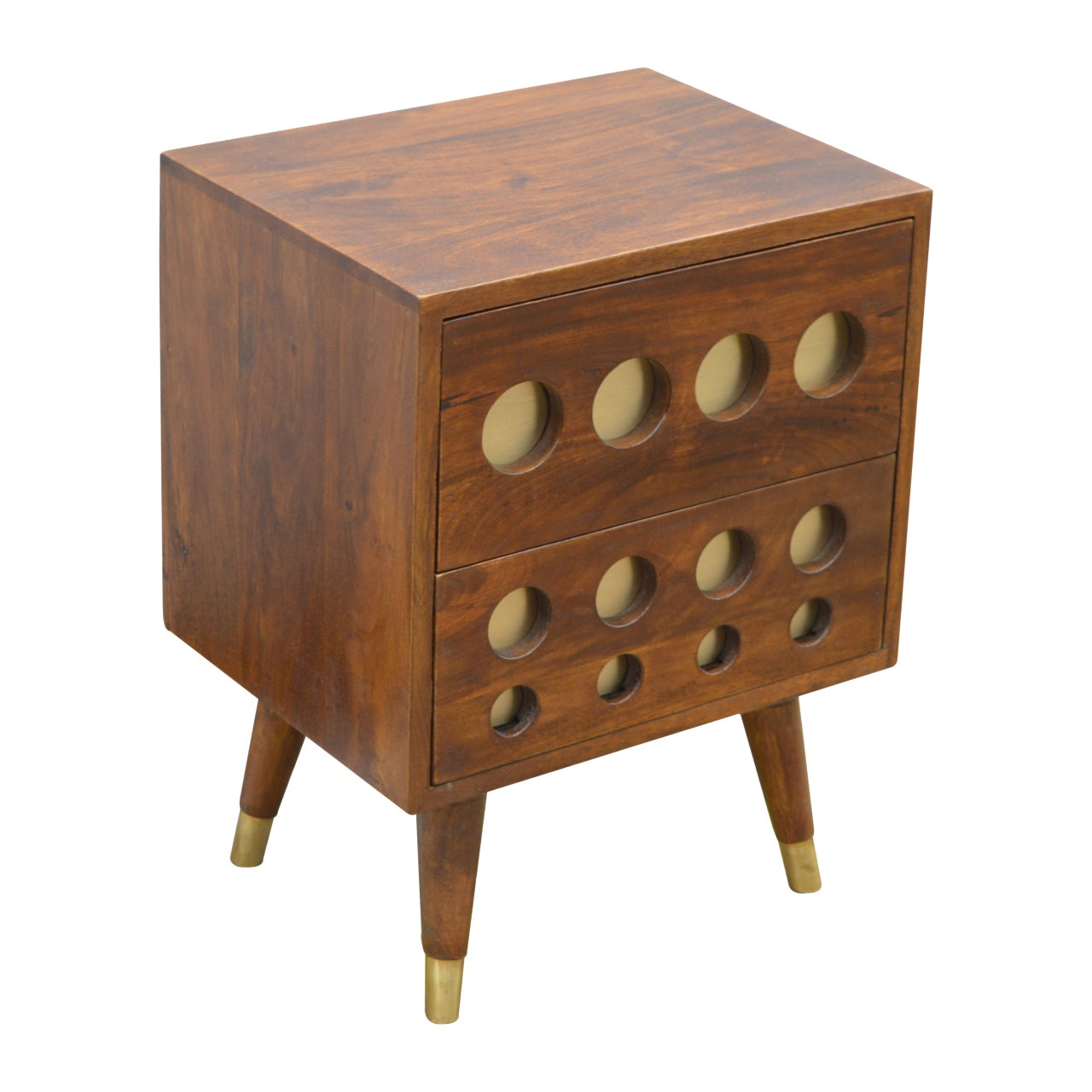 Chestnut Brass Cut-out Bedside Table