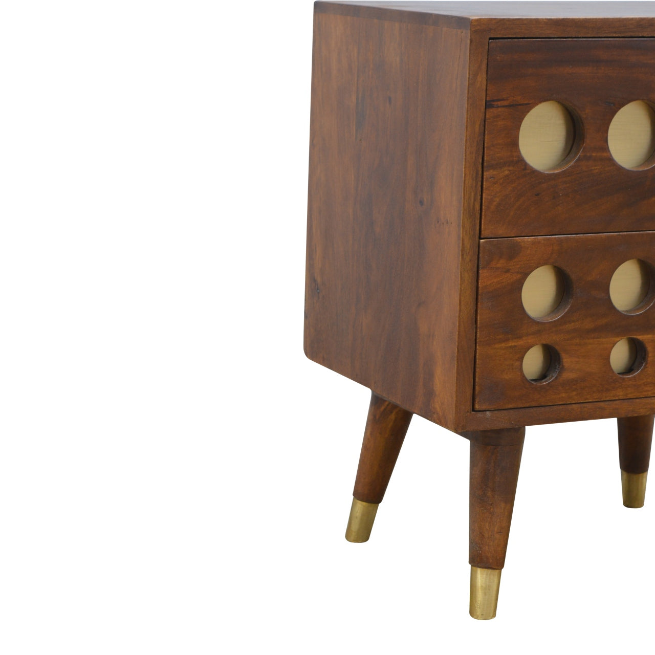 Chestnut Brass Cut-out Bedside Table