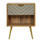 Cement Inlay Bedside with Open Slot Bedside Table | Oak-Ish Mango Wood