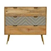 Sleek Cement Brass Inlay Chest of Drawers | Oak Mango Wood