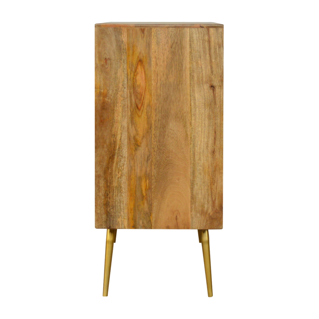 Sleek Cement Brass Inlay Chest of Drawers | Oak Mango Wood