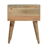Sleek White Carved Bedside Table | Oak Solid Mango Wood Hand-Carved