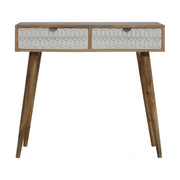 Sleek White Carved Console Table | Hand-Carved