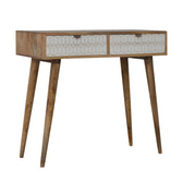 Sleek White Carved Console Table | Hand-Carved