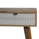 Sleek White Carved Console Table | Hand-Carved