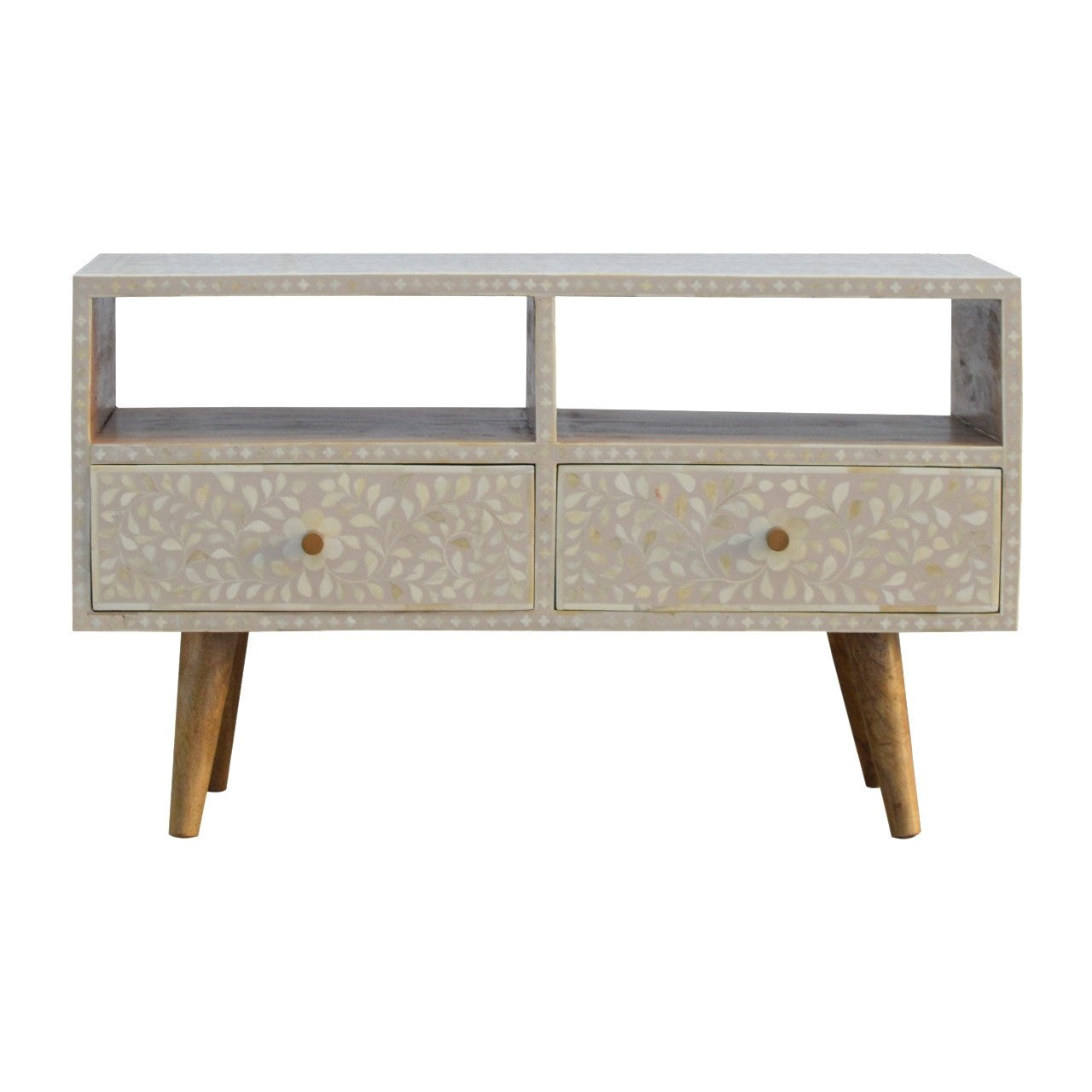 Floral Bone Inlay TV Media Unit