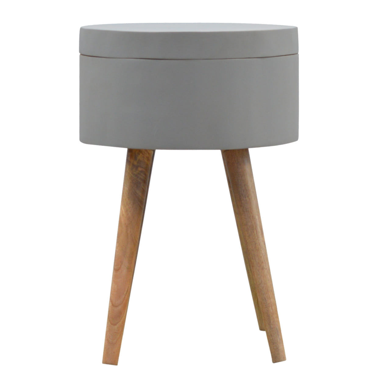 Grey Painted End Table Accent Piece | Oak-Ish Solid Mango Wood Default Title
