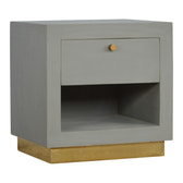 Cement Bedside with Open Slot Bedside Table