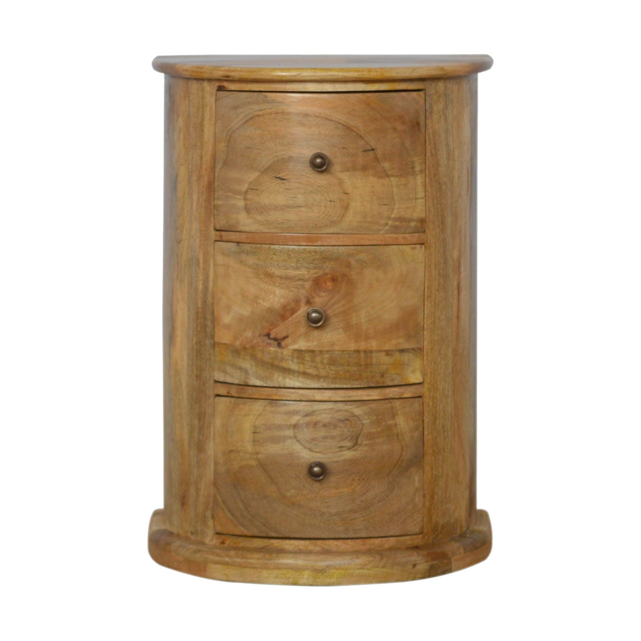 3-Drawer Serpentine Drum Storage Bench | Oak Solid Mango Wood