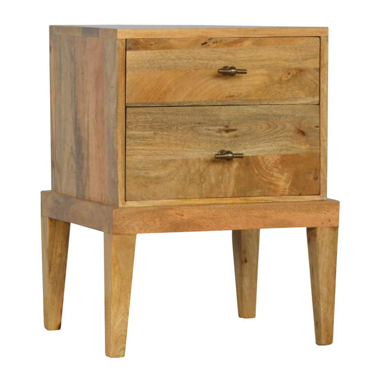 Solid Wood Bedside with T-Bar Knobs Bedside Table