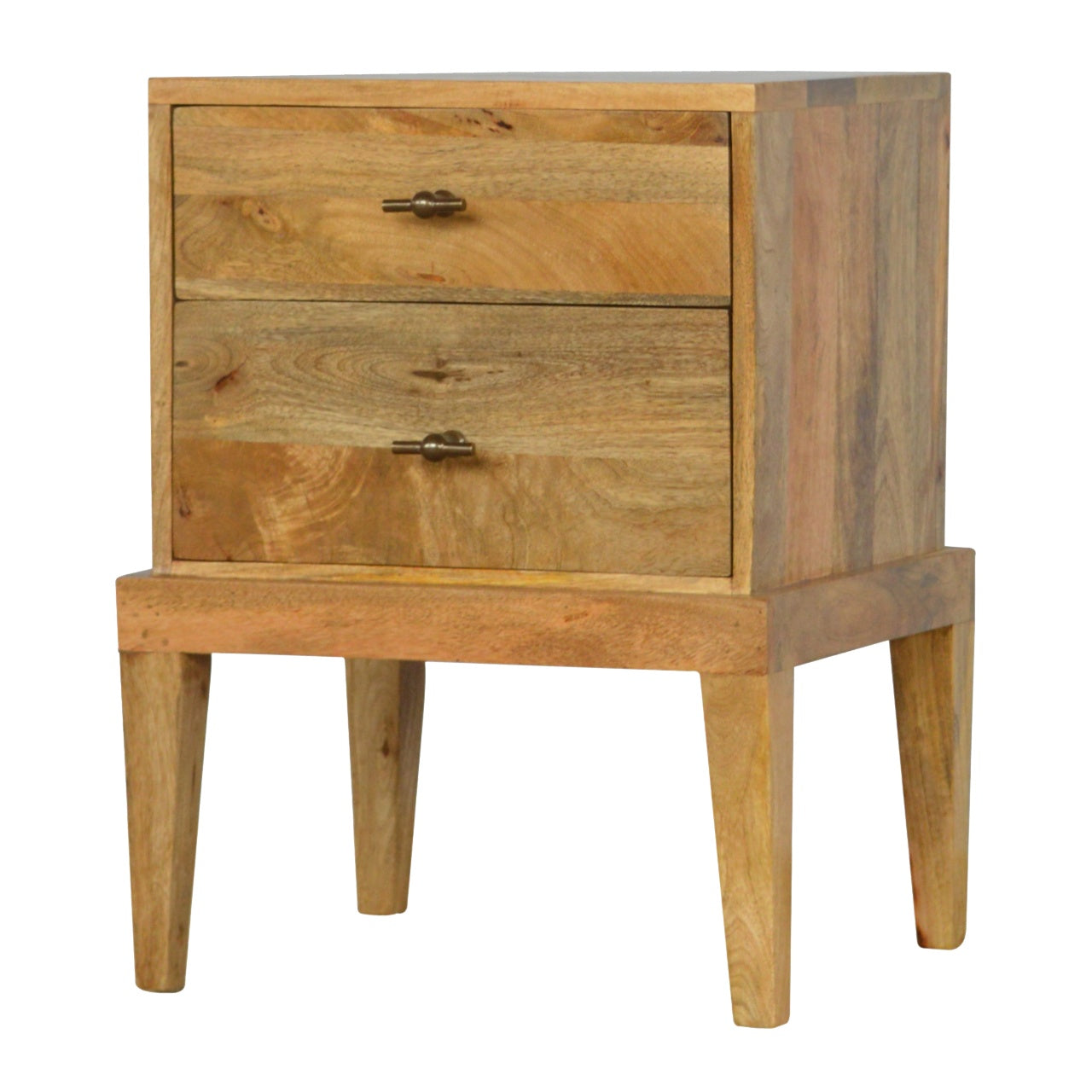 Solid Wood Bedside with T-Bar Knobs Bedside Table