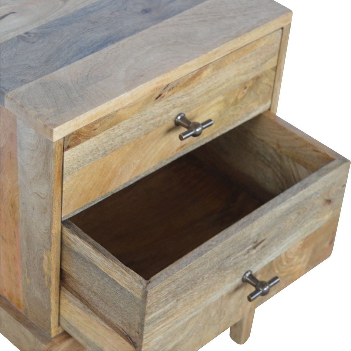 Solid Wood Bedside with T-Bar Knobs Bedside Table