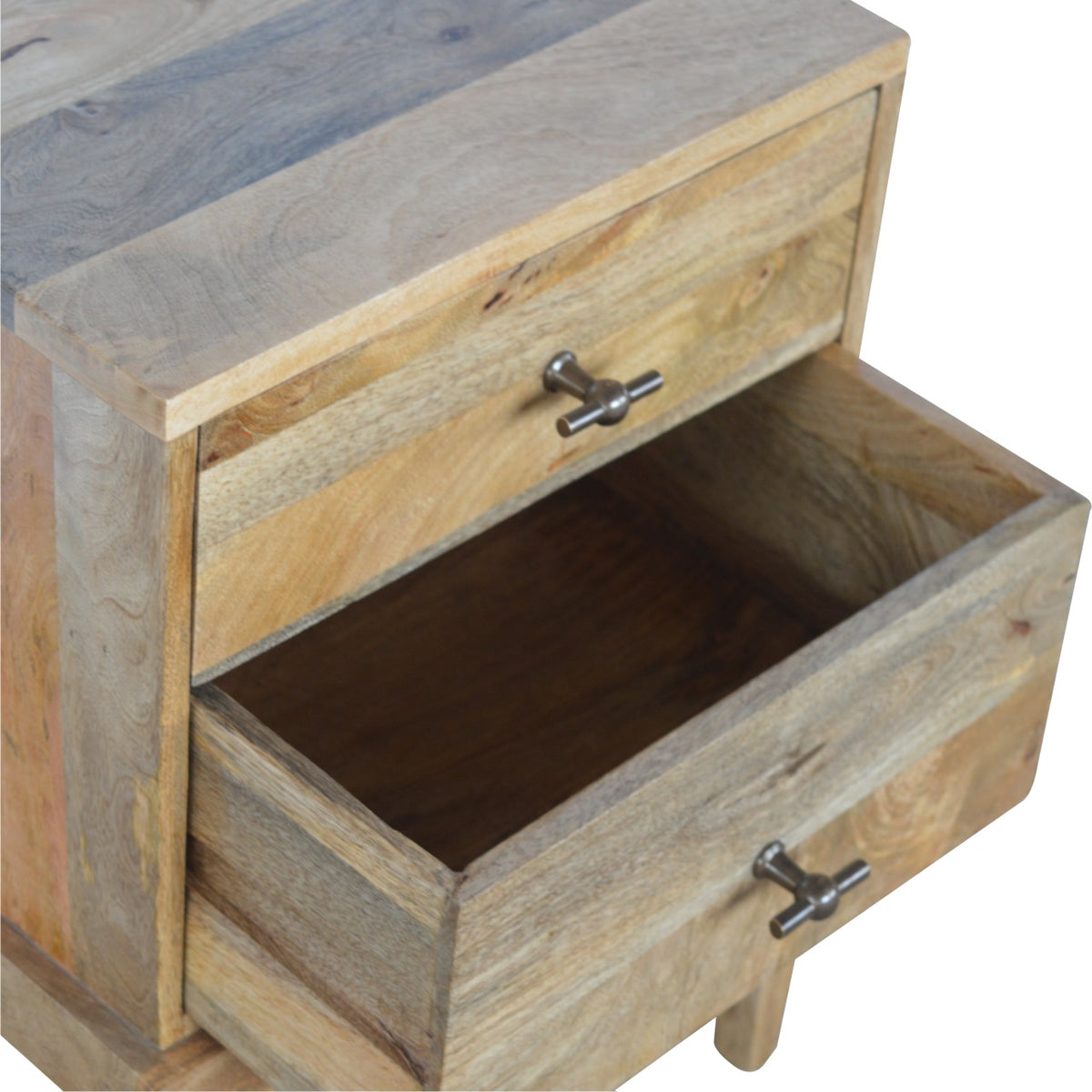 Solid Wood Bedside with T-Bar Knobs Bedside Table