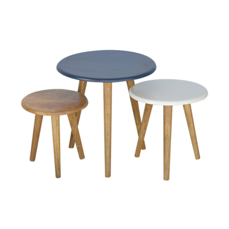 Multi Nordic Stool Set of 3 Footstool