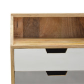 White and Grey Raised Bedside Table | Hand-Painted Solid Mango Wood
