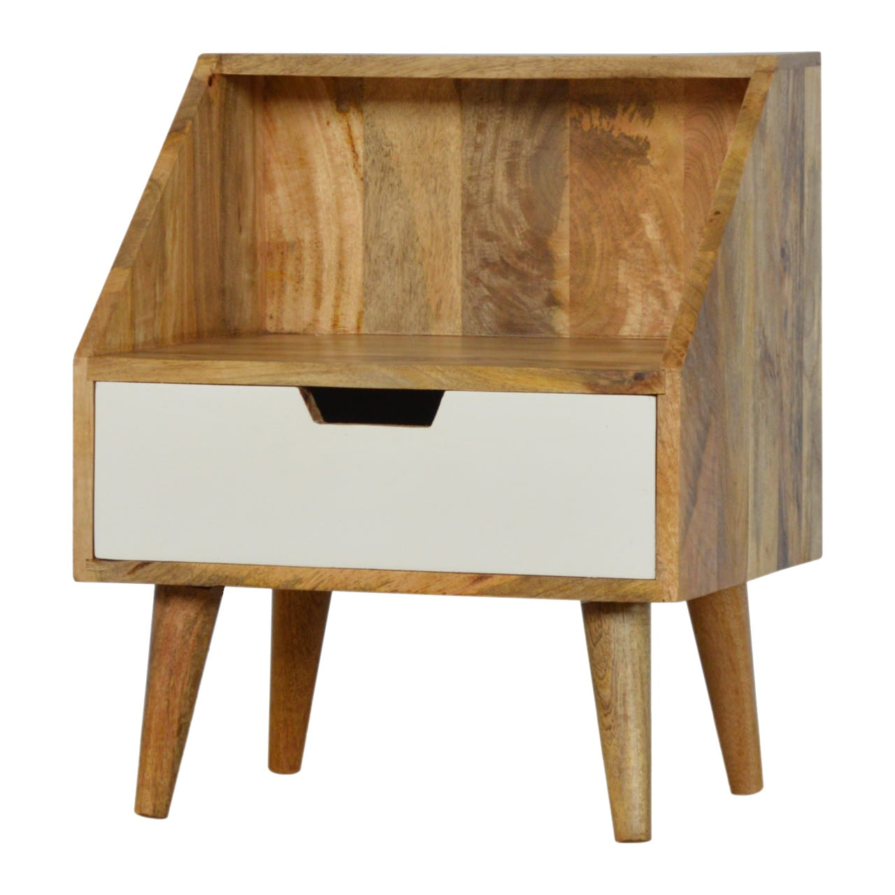 White Painted Raised Back Bedside Table