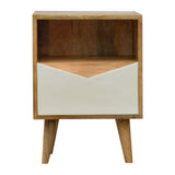 White Envelope Bedside Table | Oak-Ish Solid Mango Wood