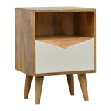White Envelope Bedside Table | Oak-Ish Solid Mango Wood