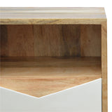 White Envelope Bedside Table | Oak-Ish Solid Mango Wood