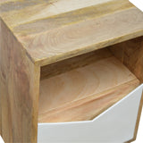 White Envelope Bedside Table | Oak-Ish Solid Mango Wood