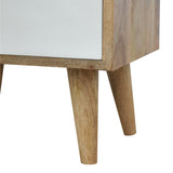 White Envelope Bedside Table | Oak-Ish Solid Mango Wood