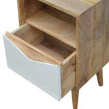 White Envelope Bedside Table | Oak-Ish Solid Mango Wood