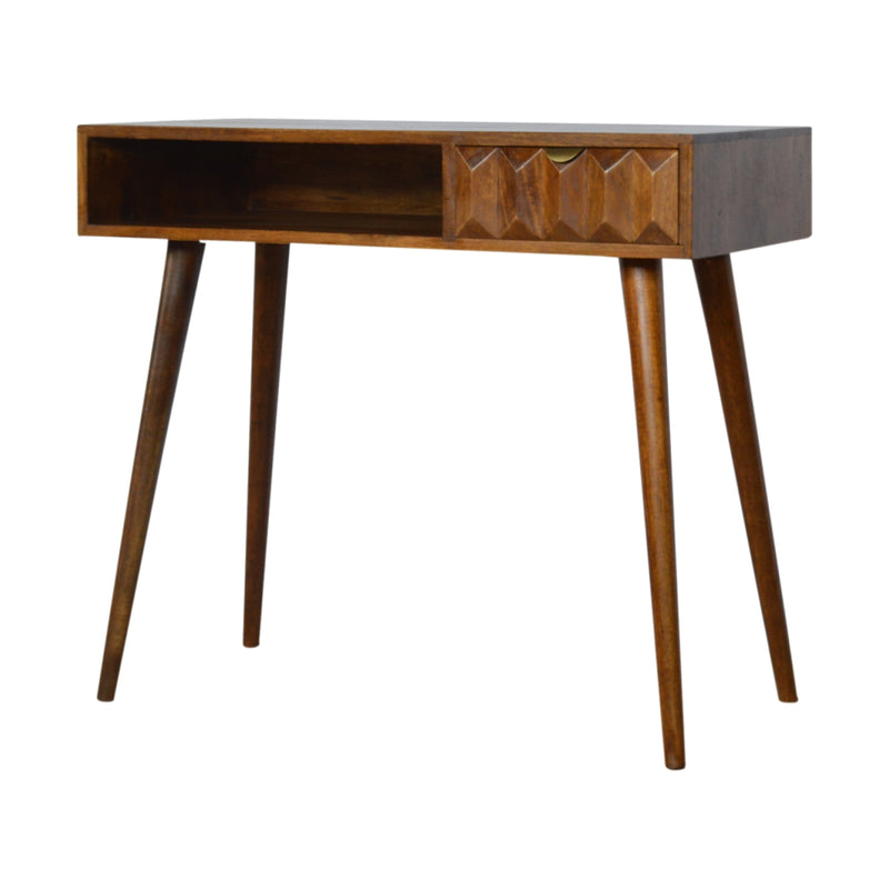 Chestnut Prism Writing Desk | Hand-Carved