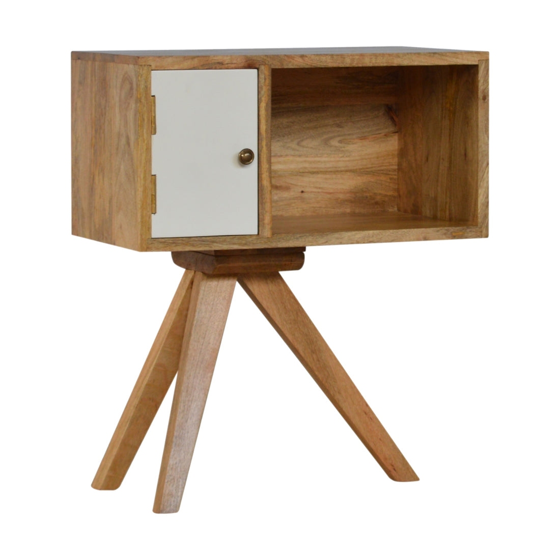Solid Wood Tripod Bedside Table | Oak Solid Mango Wood