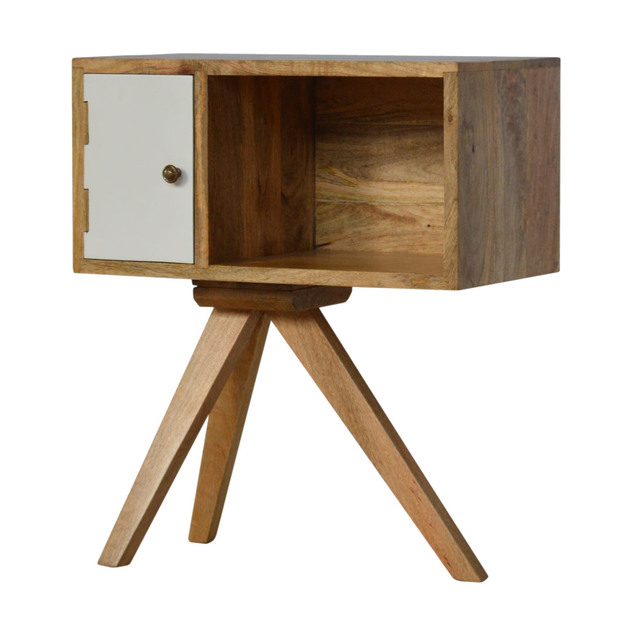Solid Wood Tripod Bedside Table | Oak Solid Mango Wood