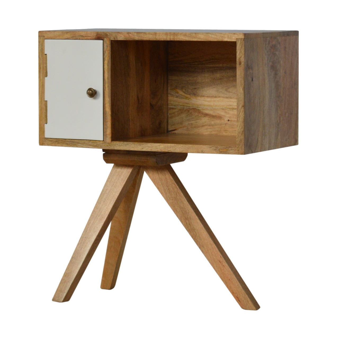 Solid Wood Tripod Bedside Table | Oak Solid Mango Wood