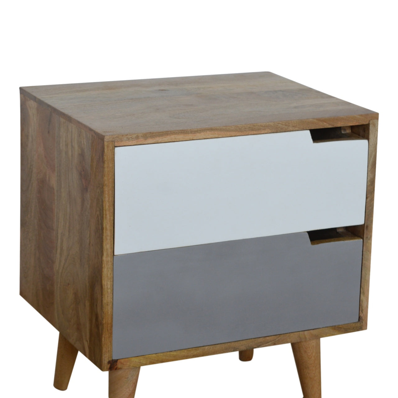 Grey Painted Cut-out Bedside Table