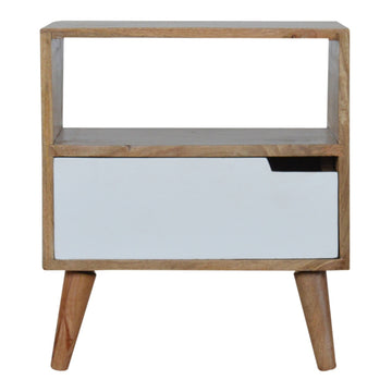 Open Slot White Painted Bedside Table