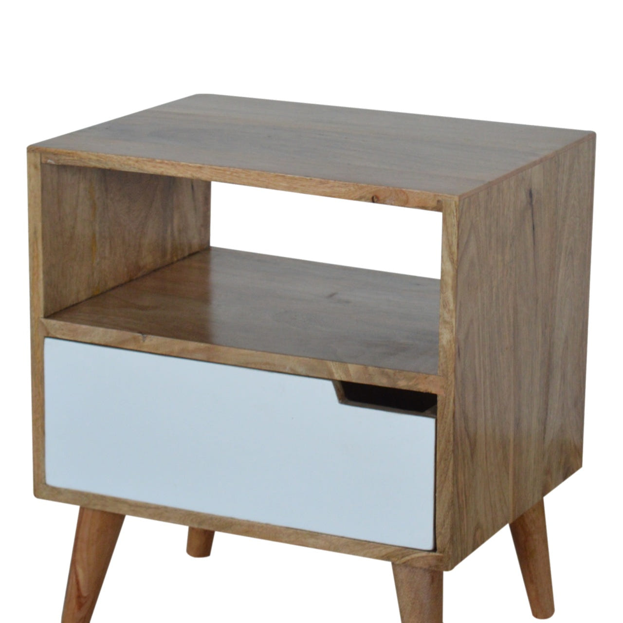 Open Slot White Painted Bedside Table
