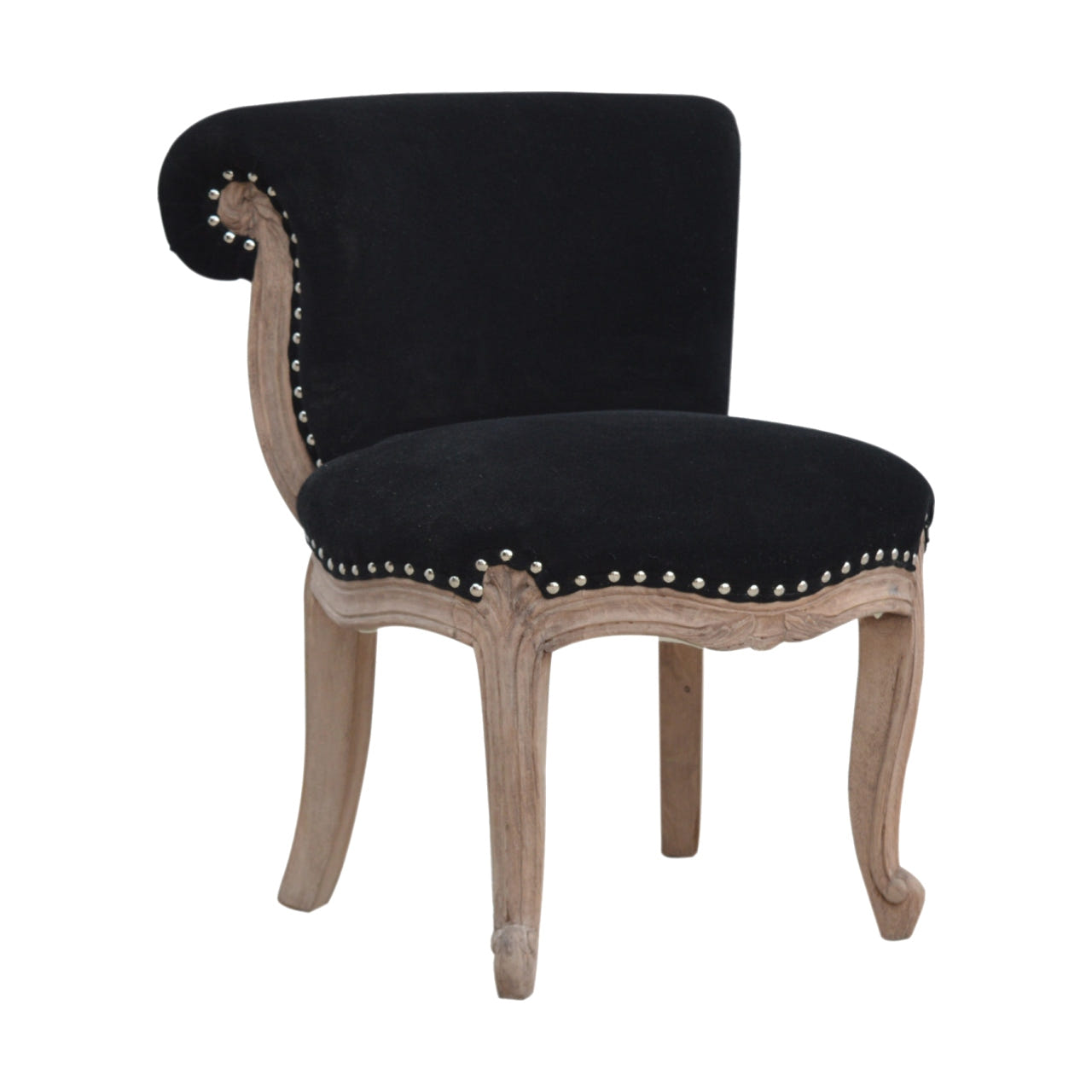 Black Velvet Studded Chair | Cotton Velvet