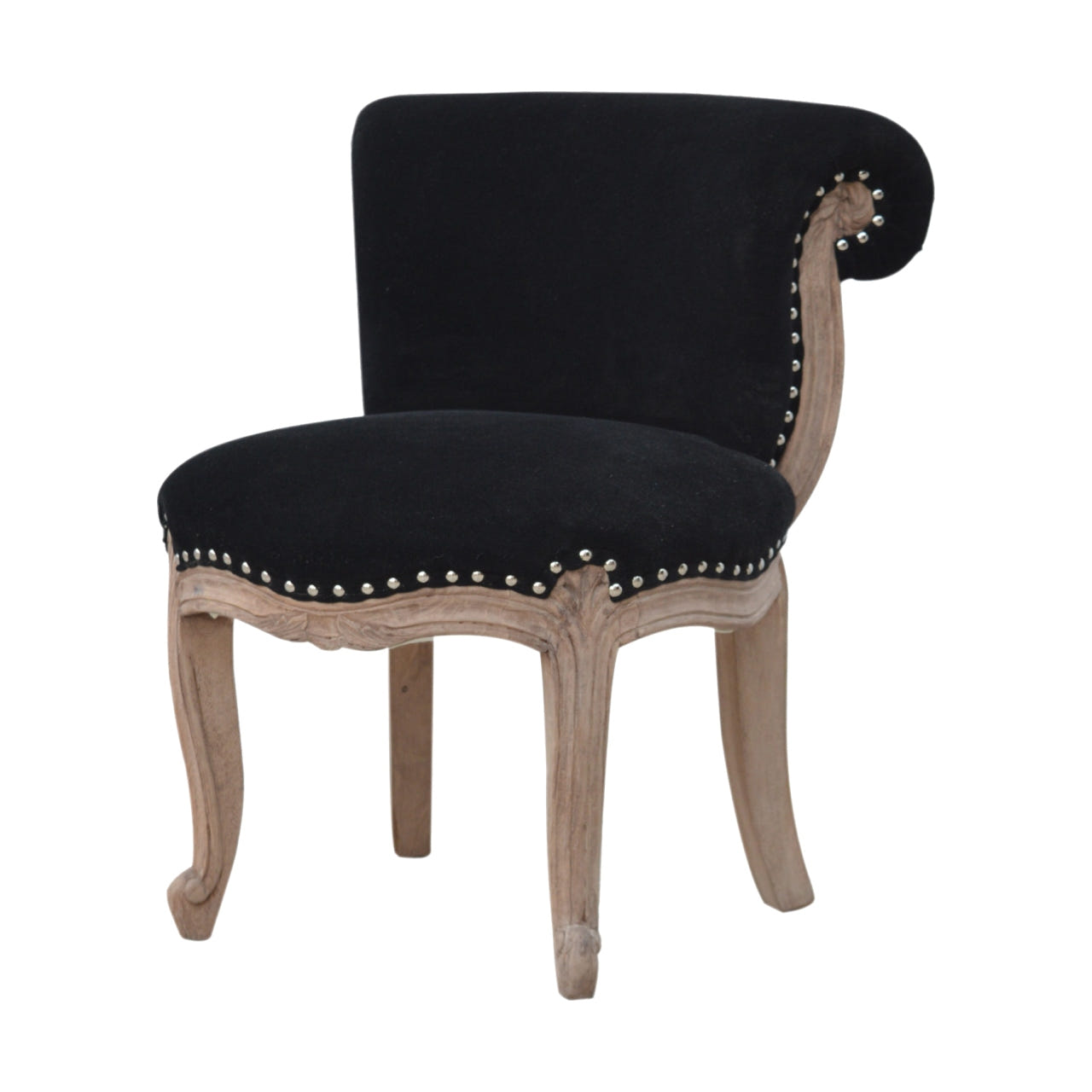 Black Velvet Studded Chair | Cotton Velvet