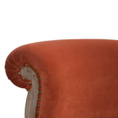 Brick Red Velvet Studded Chair | Cotton Velvet
