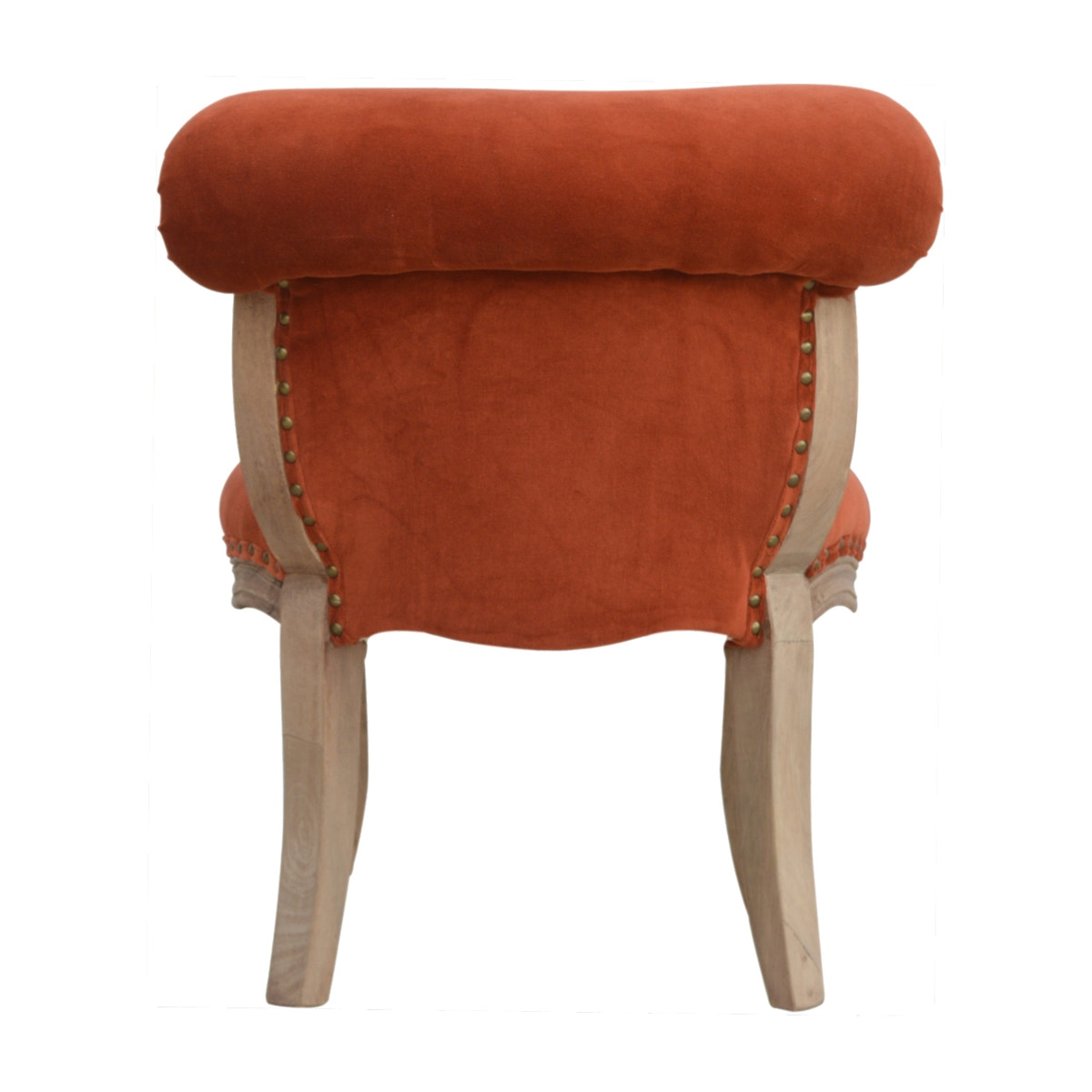 Brick Red Velvet Studded Chair | Cotton Velvet