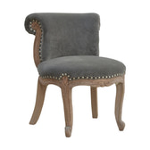 Grey Velvet Studded Chair | Cotton Velvet