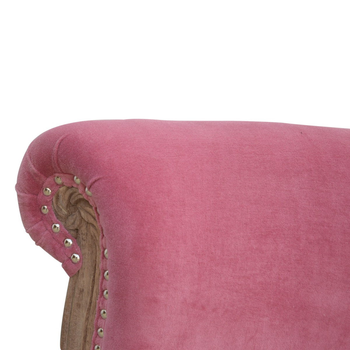 Pink Velvet Studded Chair | Cotton Velvet