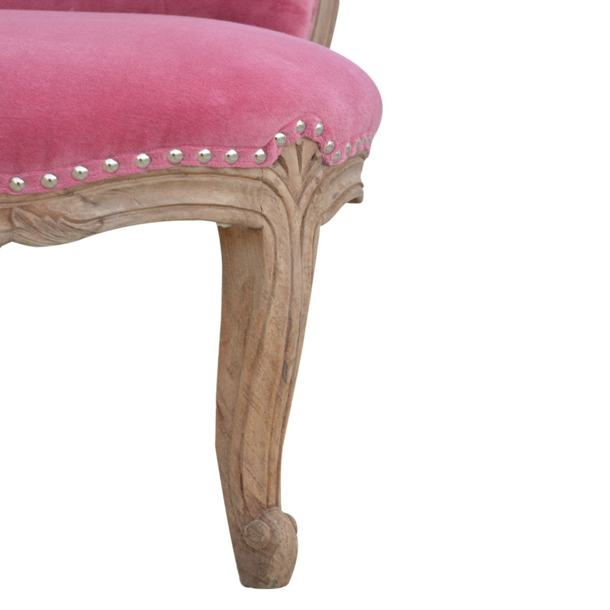Pink Velvet Studded Chair | Cotton Velvet