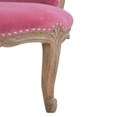 Pink Velvet Studded Chair | Cotton Velvet